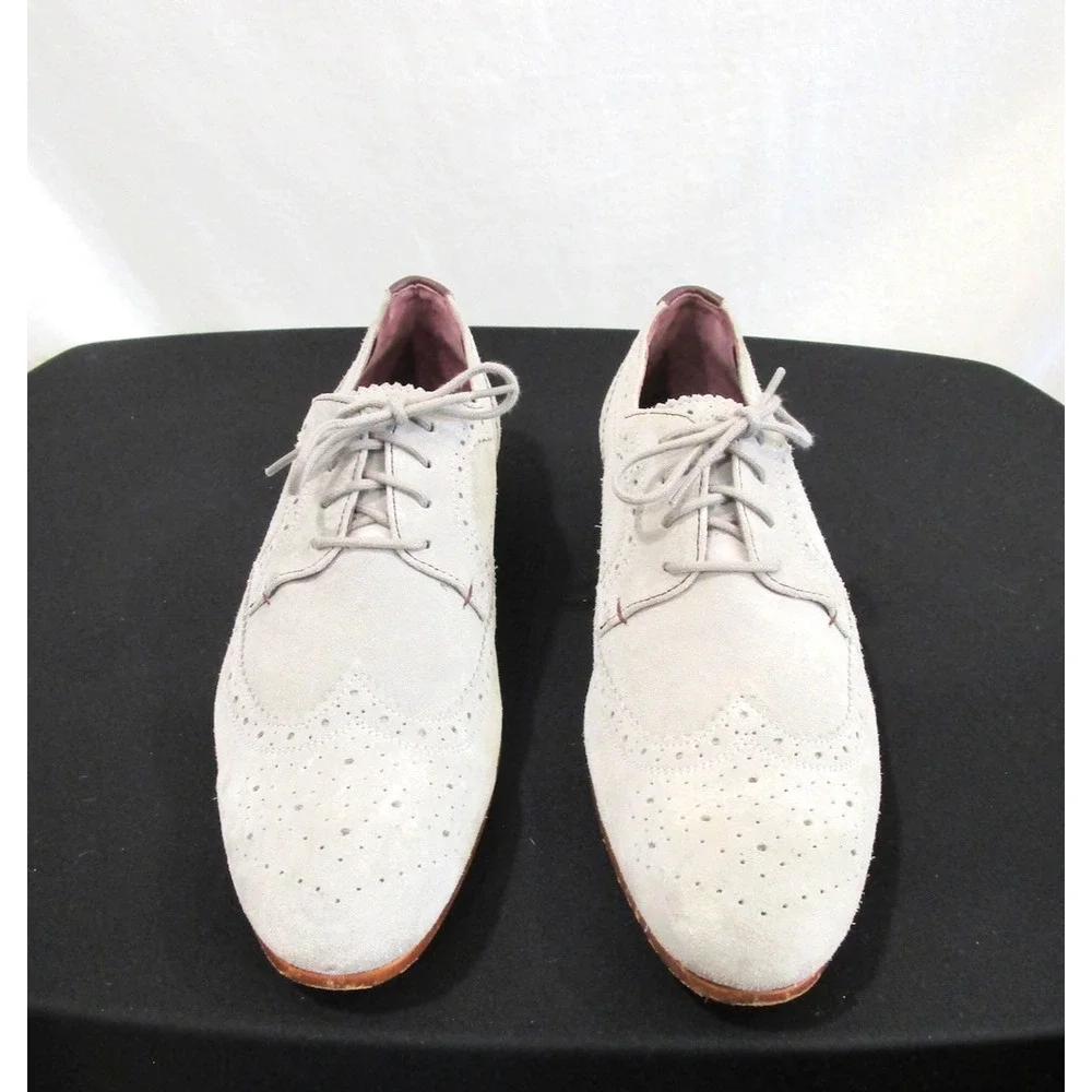 NWOB Ted Baker Gray Suede Wingtip Oxford Dress Shoes Men 10.5 B Narrow